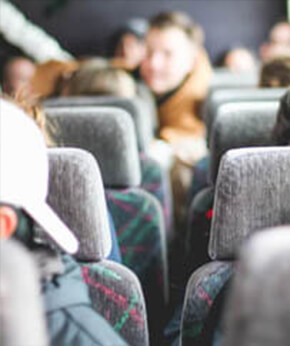 leather seats on bus